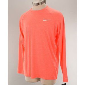 NIKE Men's Bright Mango Orange Hydroguard Long Sleeve Swim Tee Shirt LARGE NWT